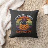 ハロウィンに狂った猫のレディ 黒いカボチャの魔女の帽子 クッション (ブランケット)