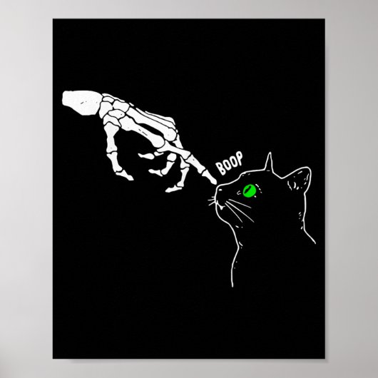 ハロウィンに猫の鼻を骨の手でグイっと ポスター (正面)