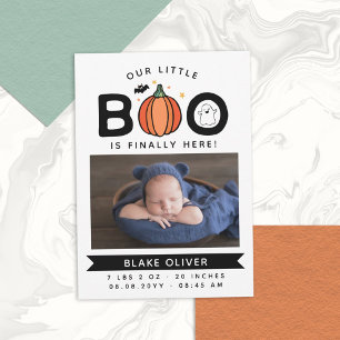 ハロウィンに生まれた我が子を迎えて White Our Little Boo Finally Her 案内状