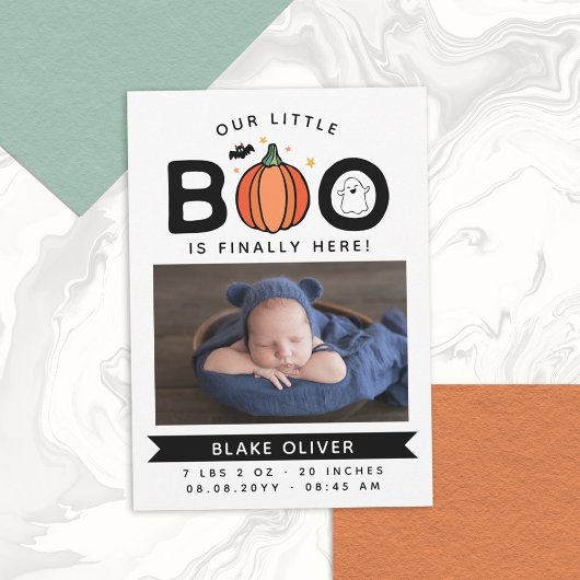 ハロウィンに生まれた我が子を迎えて White Our Little Boo Finally Her 案内状