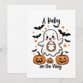 ハロウィンに赤ちゃんがやってくる パステルゴースト妊娠ハロウィン シーズンカード (正面/裏面)