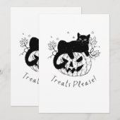 ハロウィンに走る秋の猫 招待状 (正面/裏面)