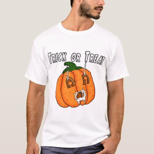 ハロウィンのいたずらかぼちゃのプレゼント Tシャツ (正面)