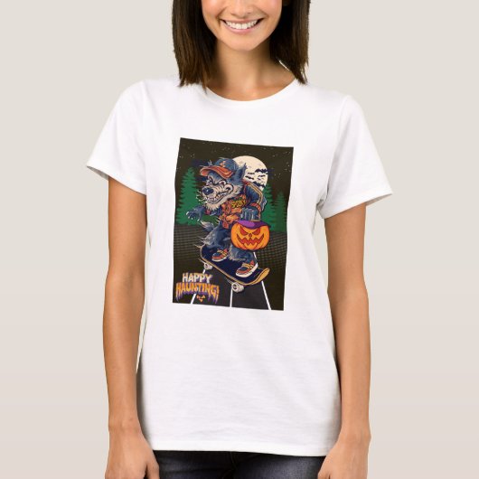 ハロウィンのおおかみ Tシャツ (正面)
