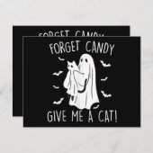ハロウィンのおかしい猫の幽霊、忘れたキャンディーを私にくれよ、猫 シーズンカード (正面/裏面)