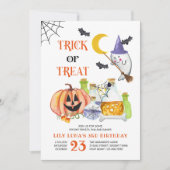 ハロウィンのおばけと魔法の薬のトリックオアトリート誕生日 招待状 (正面)