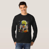 ハロウィンのおばけに呪われる三匹のボーダーコリー Tシャツ (正面フル)