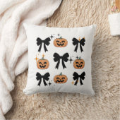 ハロウィンのおばけのリボンとカボチャのスロー枕  クッション (ブランケット)