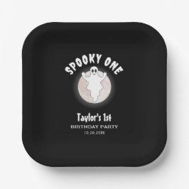 ハロウィンのおばけの楽しいファーストバースデー ペーパープレート