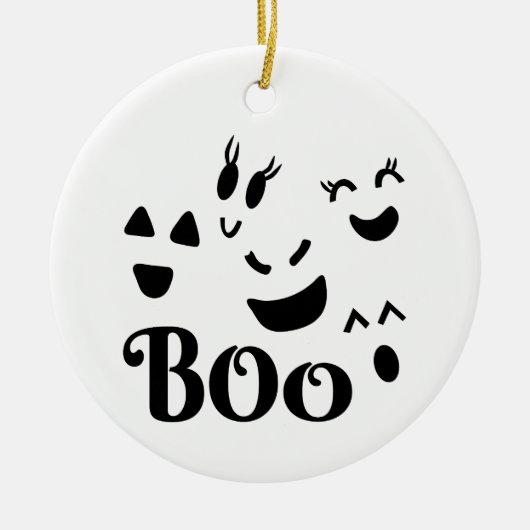 ハロウィンのおばけの顔のブー セラミックオーナメント (正面)