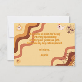 ハロウィンのおばけをテーマにしたレトロな子供の誕生日パーティーをしよう サンキューカード