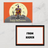 ハロウィンのおばけ屋敷グリーティングカード ノートカード (正面/裏面)