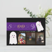 ハロウィンのおばけ柄コラージュ写真カード シーズンカード (スタンド正面)