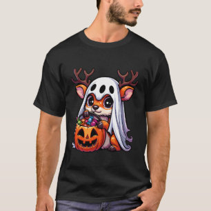 ハロウィンのおばけ鹿のスケアリーお菓子入れ Tシャツ