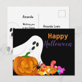 ハロウィンのおばけ ジャックオーランタン 子ども シーズンポストカード (正面/裏面)