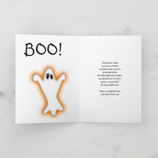 ハロウィンのおばさんネコカボチャハロウィーンのカボチャのちょうちん カード (内部)