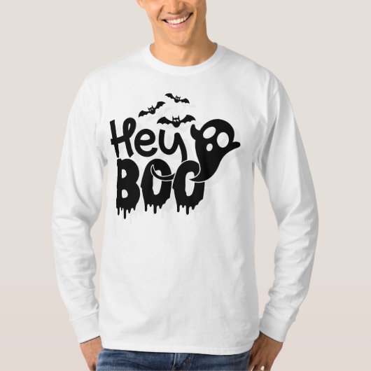 ハロウィンのおふざけ「ヘイ・ブー」 Tシャツ (正面)
