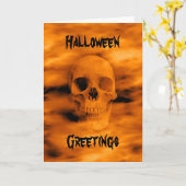 ハロウィンのおもしろいなスカル カード (黄色い花)