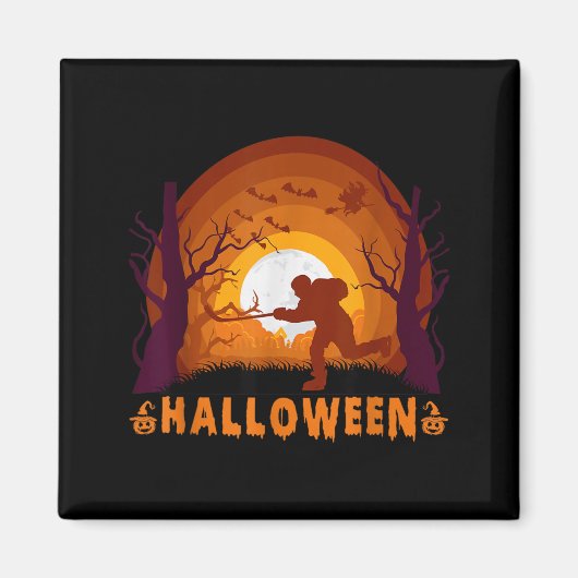 ハロウィンのおもしろいホッケー選手ともくげ マグネット (正面)