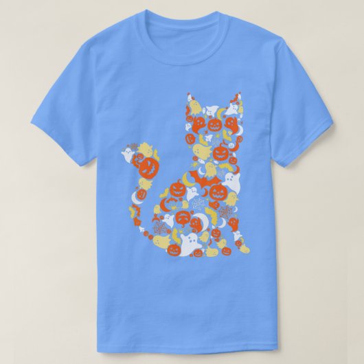 ハロウィンのおもしろい仮装キャットカボチャ Tシャツ (デザイン正面)