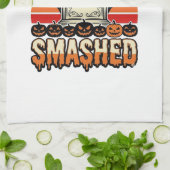 ハロウィンのおもしろい墓場のデザイン Let's Get Smashed キッチンタオル (折り畳み)