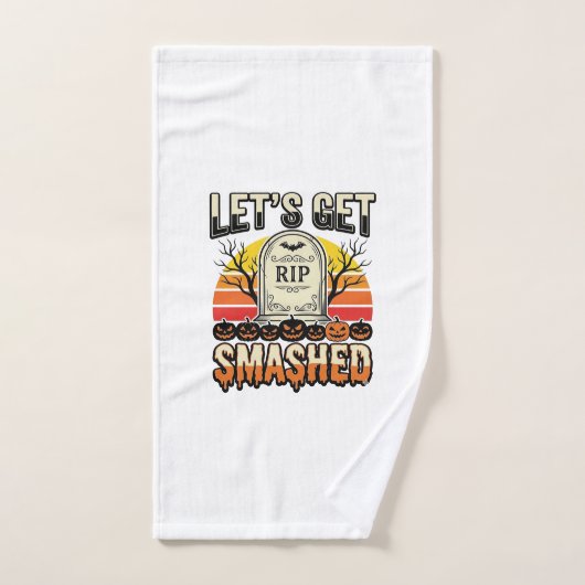 ハロウィンのおもしろい墓場のデザイン Let's Get Smashed ハンドタオル (ハンドタオル)