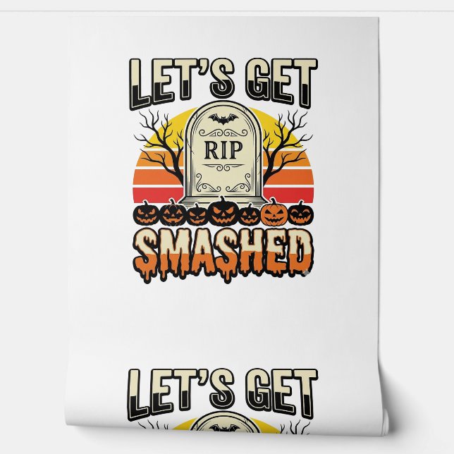 ハロウィンのおもしろい墓場のデザイン Let's Get Smashed 壁紙 (ほどく)