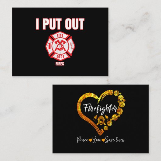 ハロウィンのおもしろい衣装を着た消防士 名刺 (正面/裏面)