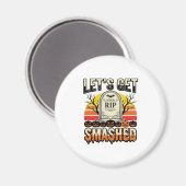 ハロウィンのおもしろい "Let's Get Smashed" 墓地デザイン マグネット (正面/裏面)