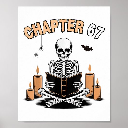 ハロウィンのおもしろスケルトンが本を読む 67個のミーム _2 ポスター (正面)