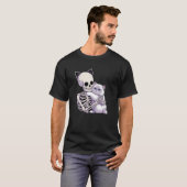 ハロウィンのおもしろスケルトンキャット Tシャツ (正面フル)