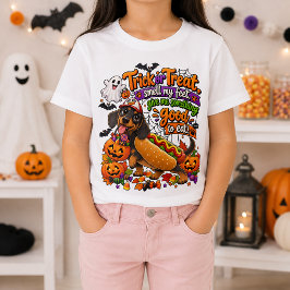 ハロウィンのおもしろダックスフントホットドッグ Tシャツ