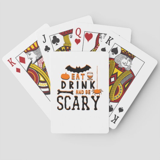 ハロウィンのおもしろ引用符「食べ飲んで怖がれ」 トランプ (裏面)