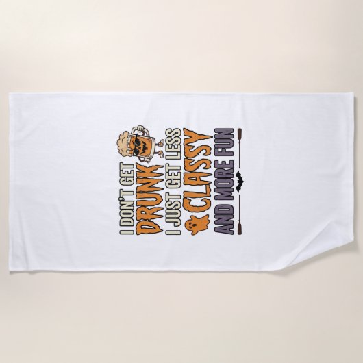 ハロウィンのおもしろTシャツデザイン_ちょっと格好悪いお酒好きな人用 ビーチタオル (正面)