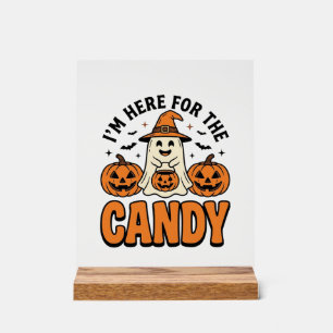 ハロウィンのお化けがお菓子のためにやってきたキュートなビンテージ_1 アクリルサイン