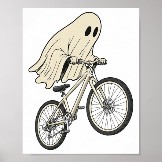 ハロウィンのお化けが自転車で山を駆ける ポスター (正面)