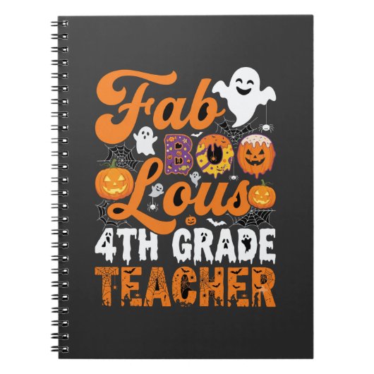 ハロウィンのお化けだらけの小学4年生の先生 ノートブック (正面)