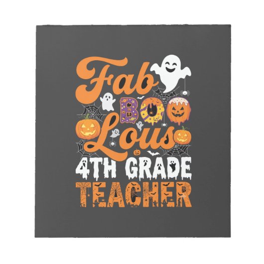 ハロウィンのお化けだらけの小学4年生担任 ノートパッド (正面)