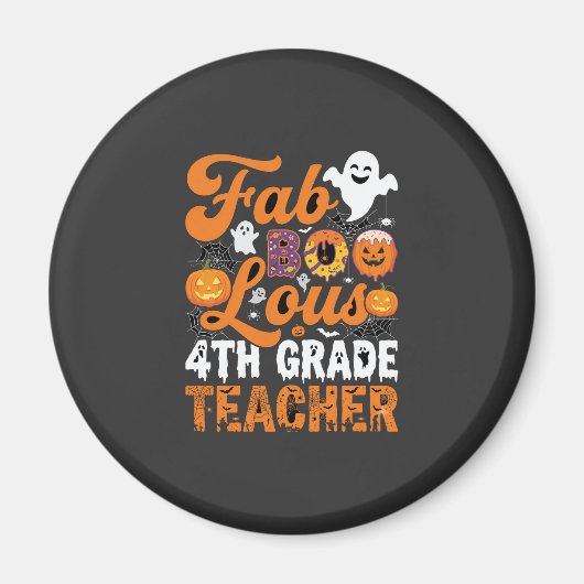 ハロウィンのお化けだらけの小学4年生担任 マグネット (正面)