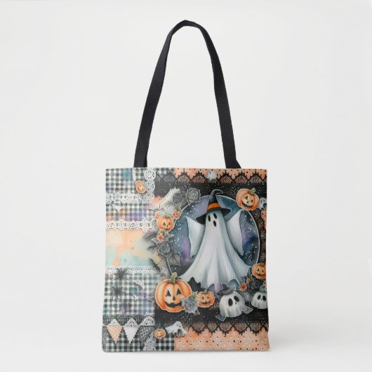 ハロウィンのお化けとカボチャ #1 トートバッグ (正面)