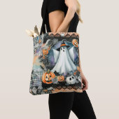 ハロウィンのお化けとカボチャ #1 トートバッグ (クローズアップ)