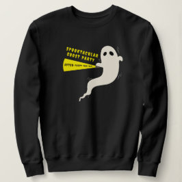 ハロウィンのお化けのユーモラスなTシャツ "アフターパーティはこの道?" スウェットシャツ