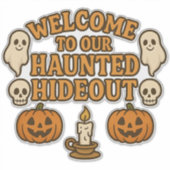 ハロウィンのお化けの隠れ家へようこそ シール (正面)