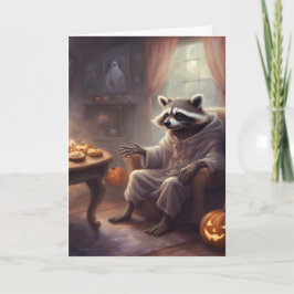 ハロウィンのお化けアライグマグリーティングカード シーズンカード
