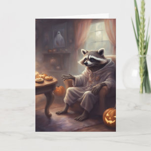ハロウィンのお化けアライグマグリーティングカード シーズンカード