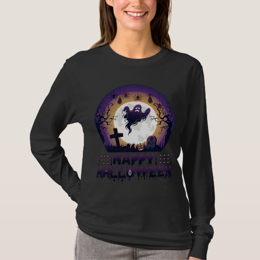 ハロウィンのお化けコウモリ蜘蛛_1 Tシャツ (正面)