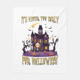 ハロウィンのお化け屋敷のスケルトン_早すぎることはない フリースブランケット