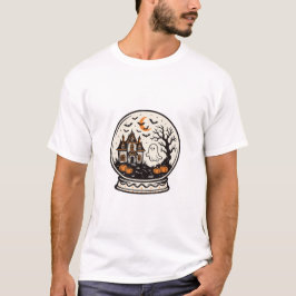 ハロウィンのお化け屋敷のスノーグローブ Tシャツ