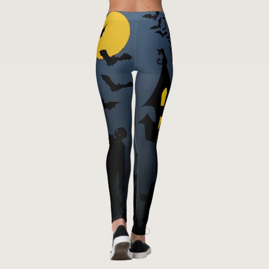 ハロウィンのお化け屋敷のゾンビのコラージュ レギンス (裏面)