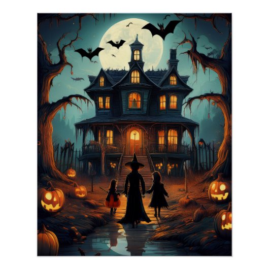 ハロウィンのお化け屋敷のトリック・オア・トリーターズ ポスター (正面)